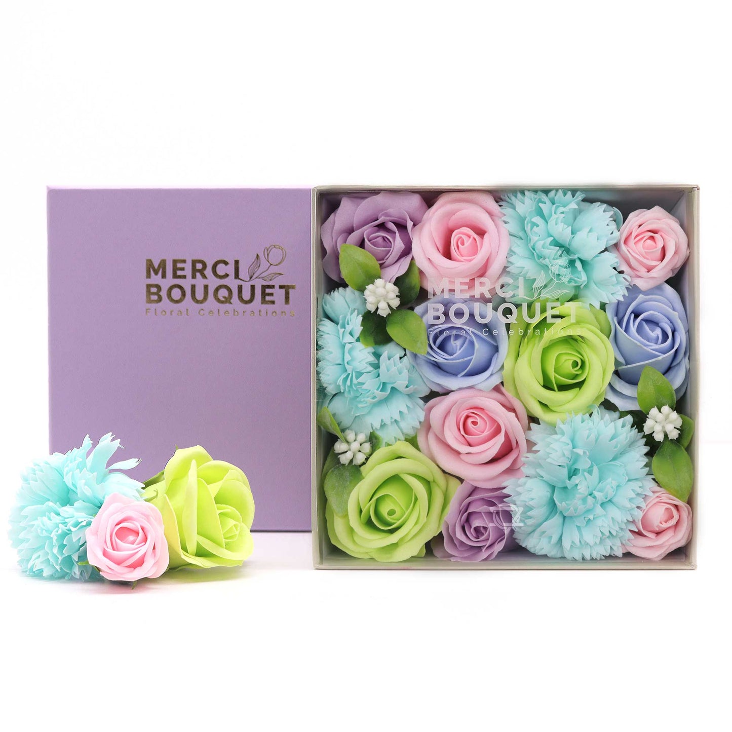 Coffret cadeau . Bouquet floral de savon