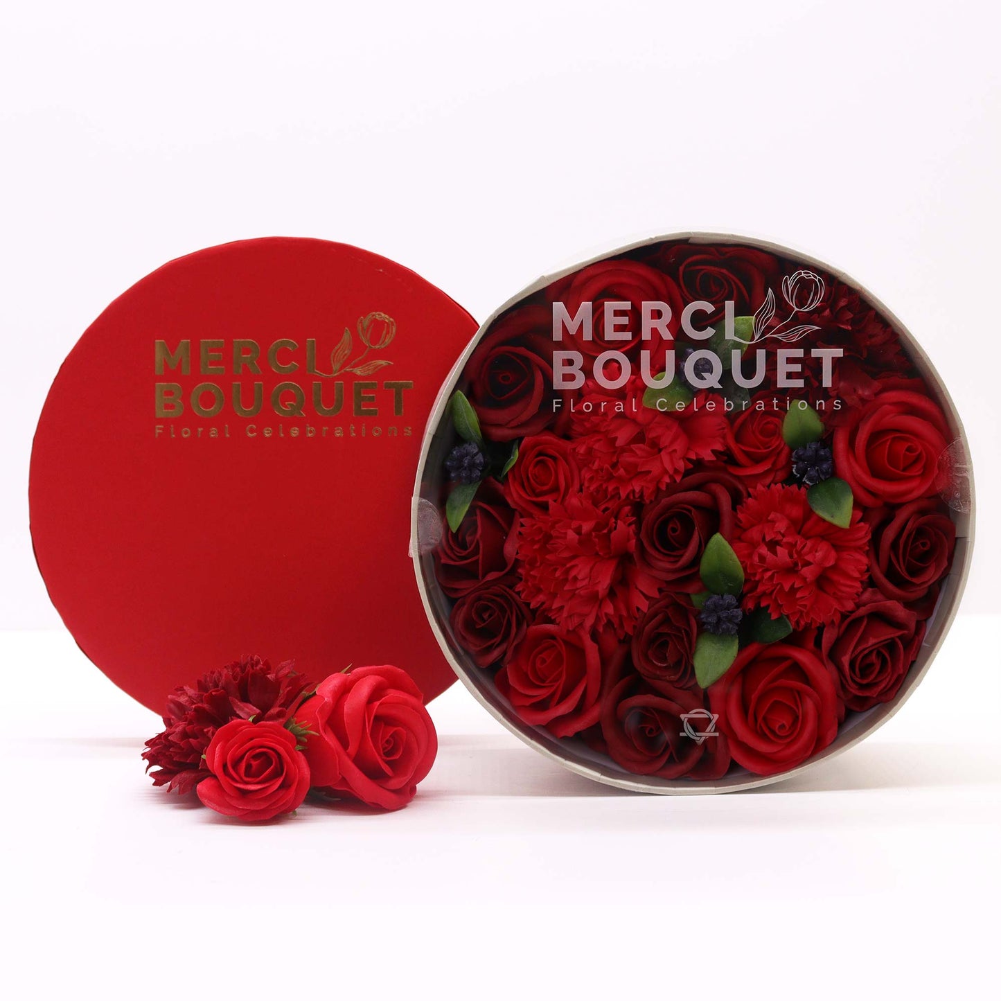 Coffret cadeau . Bouquet floral de savon