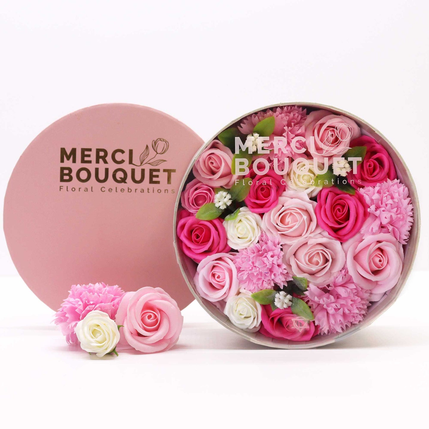 Coffret cadeau . Bouquet floral de savon