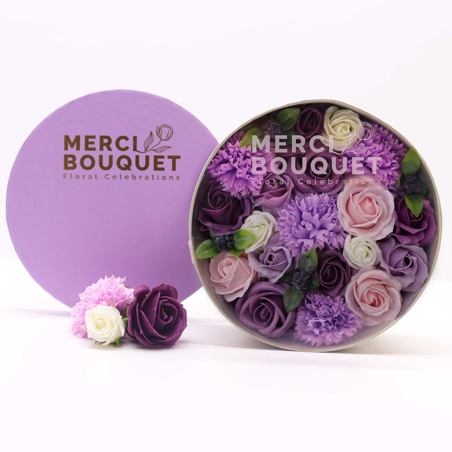Coffret cadeau . Bouquet floral de savon